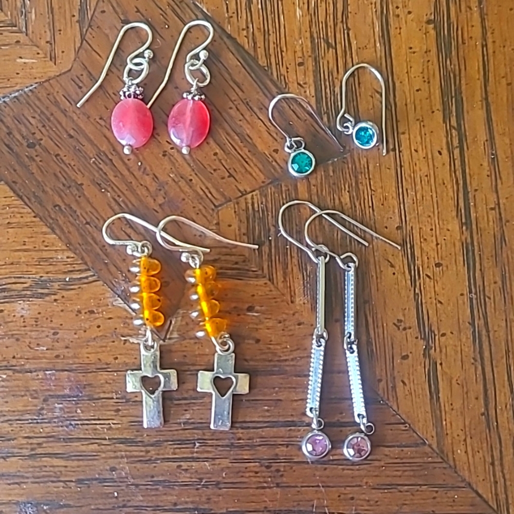 Set Of 4 Silver Earrings
